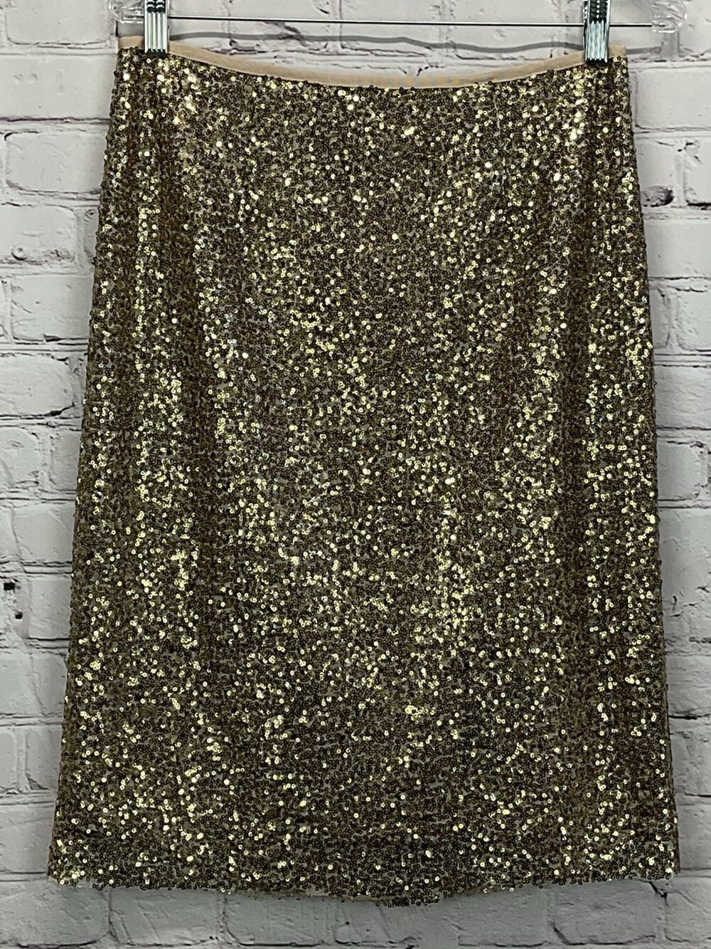 Chico's Pencil Skirt Women's Size 0 (XS/4) Gold Sequin Straight Holiday Party